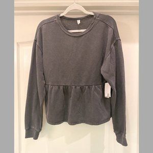 NWT! BP Peplum Sweatshirt Babydoll Black washed Size M